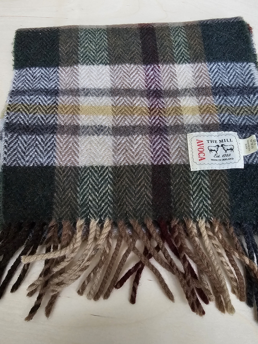 Green Plaid Wool Scarf